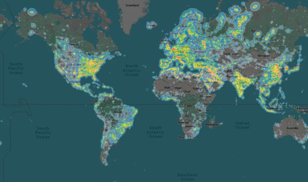 Light Pollution Map - Mapa de contaminación lumínica